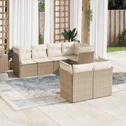 Loungeset 7-delig poly rattan beige