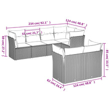7-Delige Loungeset Met Kussens Poly Rattan Beige