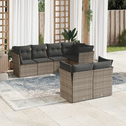 7-piece Lounge Set with Cushions poly rattan grey