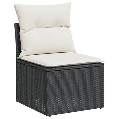 8-delige Loungeset met kussens poly rattan Zwart en crème Zonder tafel