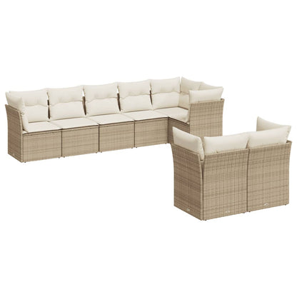 8-Delige Loungeset Met Kussens Poly Rattan Beige