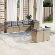 Loungeset 8-delig poly rattan beige