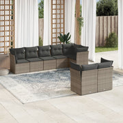 Loungeset 8-delig poly rattan grijs