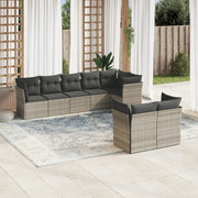 Loungeset 8-delig poly rattan lichtgrijs