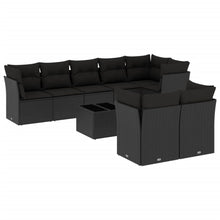 9-Delige Loungeset Met Kussens Poly Rattan Zwart