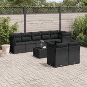Loungeset 9-delig poly rattan zwart