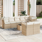 9-Delige Loungeset Met Kussens Poly Rattan Beige