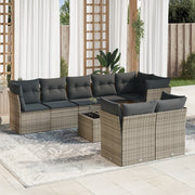 Loungeset 9-delig poly rattan grijs