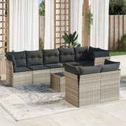 Loungeset 9-delig poly rattan lichtgrijs