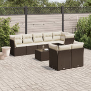 Loungeset 9-delig poly rattan bruin