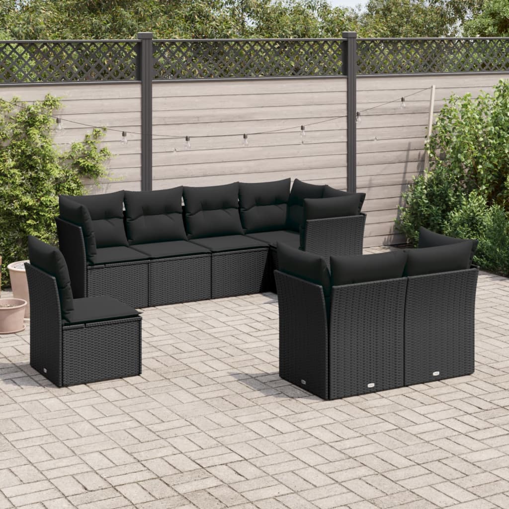 10-Delige Loungeset Met Kussens Poly Rattan Beige Blauw