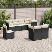 8-piece Lounge Set with Cushions Polyrattan Black