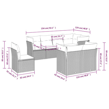 8-Delige Loungeset Met Kussens Poly Rattan Beige