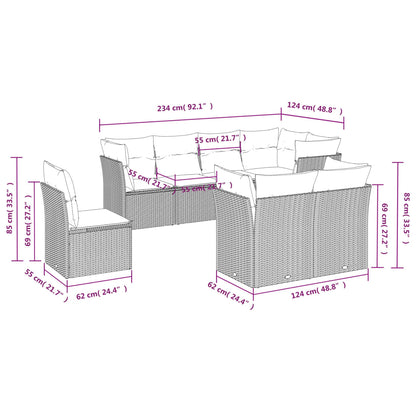 8-Delige Loungeset Met Kussens Poly Rattan Bruin