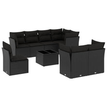 9-Delige Loungeset Met Kussens Poly Rattan Zwart