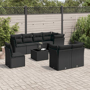 Loungeset 9-delig poly rattan zwart