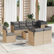 Loungeset 9-delig poly rattan beige