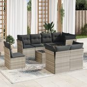 Loungeset 9-delig poly rattan lichtgrijs
