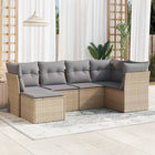 6-Delige Loungeset Met Kussens Poly Rattan Beige