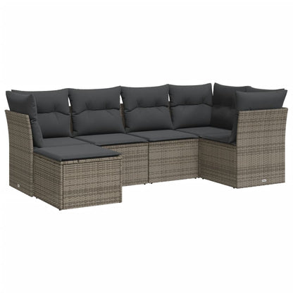 6-Delige Loungeset Met Kussens Poly Rattan Grijs