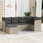 6-piece Lounge Set with cushions poly rattan light grey
