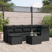 Loungeset 7-delig poly rattan zwart