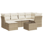 7-Delige Loungeset Met Kussens Poly Rattan Beige