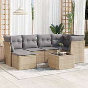 Loungeset 7-delig poly rattan beige