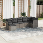 7-Delige Loungeset Met Kussens Poly Rattan Grijs