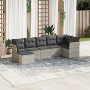 Loungeset 7-delig poly rattan lichtgrijs