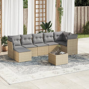 Loungeset 8-delig poly rattan beige