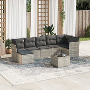 Loungeset 8-delig poly rattan lichtgrijs