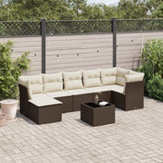 Loungeset poly rattan bruin 8-delig