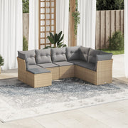 7-piece Loungeset with cushions poly rattan beige
