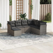 7-piece Lounge Set with Cushions poly rattan grey