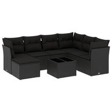 8-Delige Loungeset Met Kussens Poly Rattan Zwart
