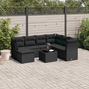 Loungeset 8-delig poly rattan zwart