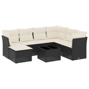 Loungeset poly rattan 8-delig zwart