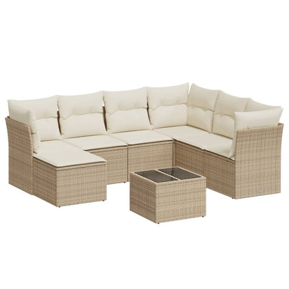 8-Delige Loungeset Met Kussens Poly Rattan Beige