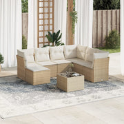 Loungeset 8-delig poly rattan beige