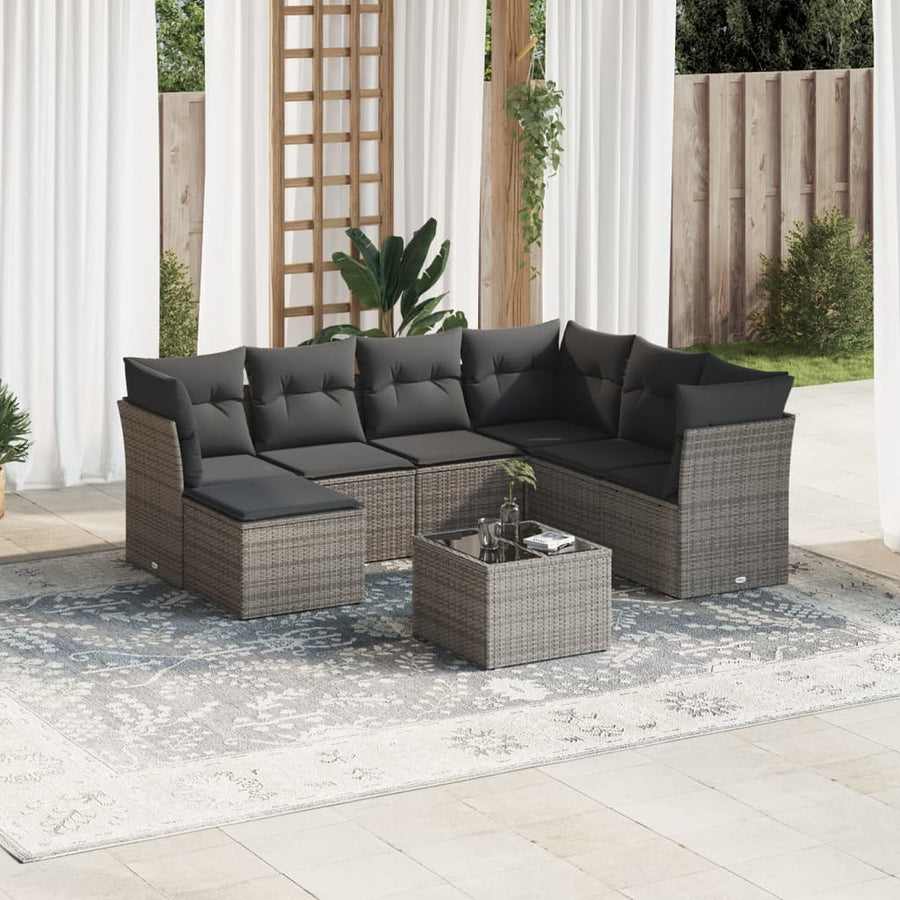 10-Delige Loungeset Met Kussens Poly Rattan Beige Blauw