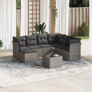 Loungeset poly rattan grijs 8-delig