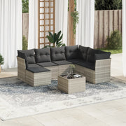 Loungeset 8-delig poly rattan lichtgrijs