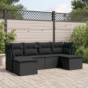 Loungeset 6-delig poly rattan zwart
