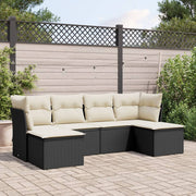 Loungeset poly rattan 6-delig zwart