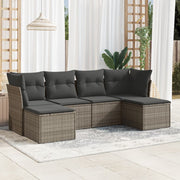 Loungeset 6-delig poly rattan grijs