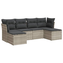 6-delige Loungeset met kussens poly rattan lichtgrijs