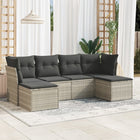 6-piece Lounge Set with cushions poly rattan light grey