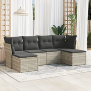 Loungeset 6-delig poly rattan lichtgrijs