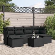 Loungeset 7-delig poly rattan zwart